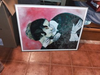 Cuadro abstracto beso