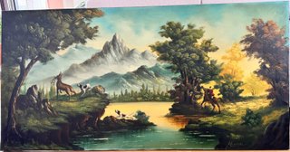 Cuadro al óleo vintage paisaje