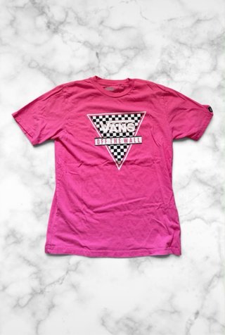 Maglietta Vans rosa acceso scacchiera logo