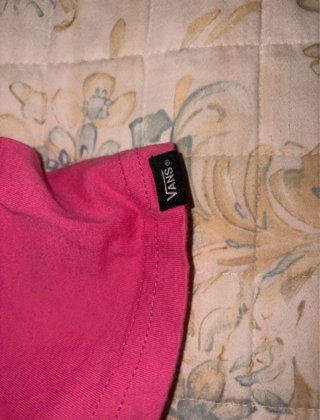 Maglietta Vans rosa acceso scacchiera logo