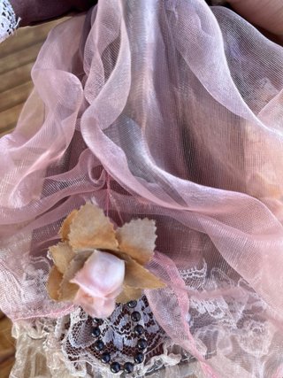 Muñeca Porcelana Vintage Vestido Rosa