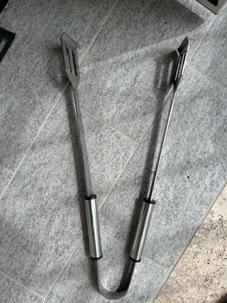 Pinze per barbecue in metallo e legno