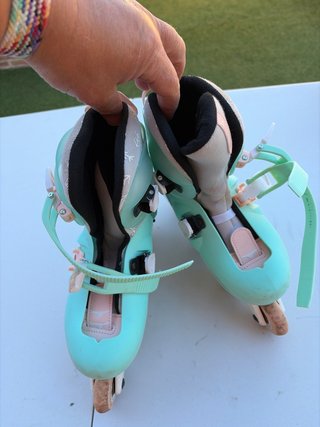 Patines en línea color menta y rosa talla 32/34