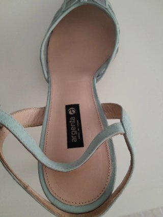 Sandalias Argenta fiesta plateadas y turquesa