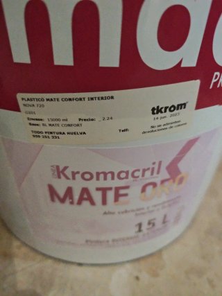 Pintura Plástico Mate Confort Interior 15L