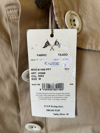 Gabardina Burberry Beige Talla M