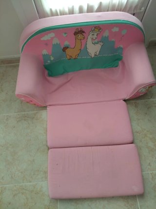 Sofá infantil extensible rosa
