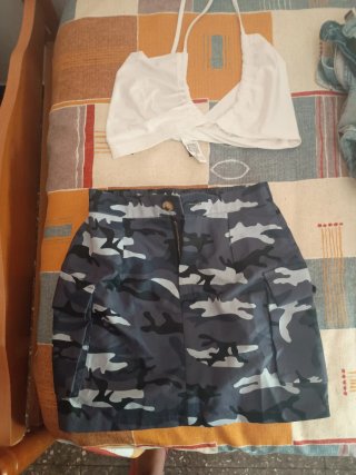 Falda Shein militar gris