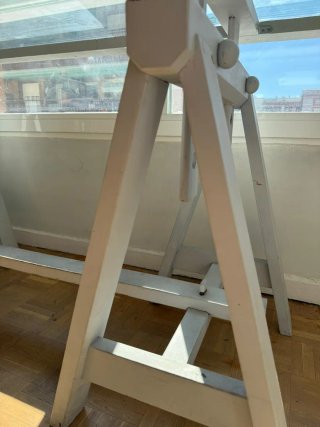 Tavolo da disegno in vetro e legno