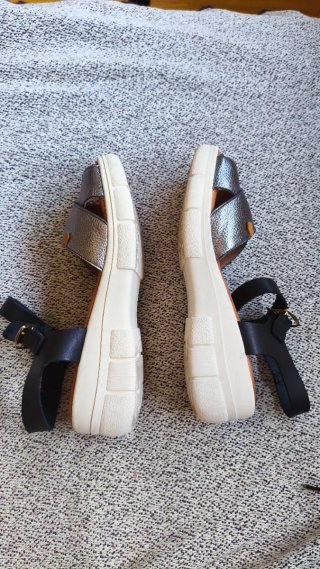 Sandalias Mujer Talla 41 Plata y Negro