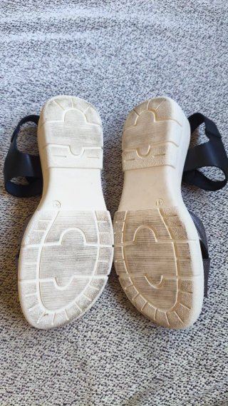 Sandalias Mujer Talla 41 Plata y Negro