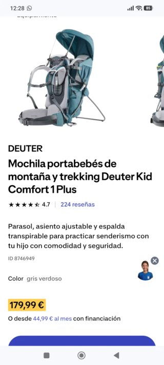 Mochila portabebés Deuter Kid Comfort Plus