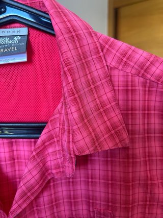 Camisa Jack Wolfskin cuadros rosa/rojo talla M
