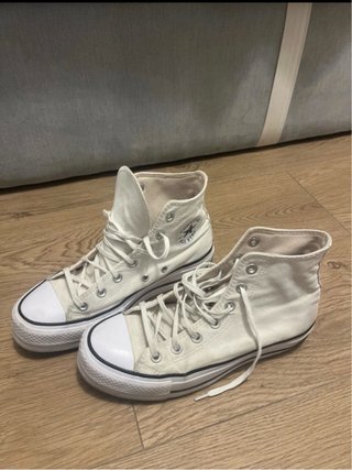 Converse blancas tela plataforma