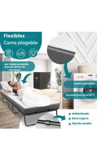 Cama Plegable Invitados 200x90.Soporta hasta 250kg
