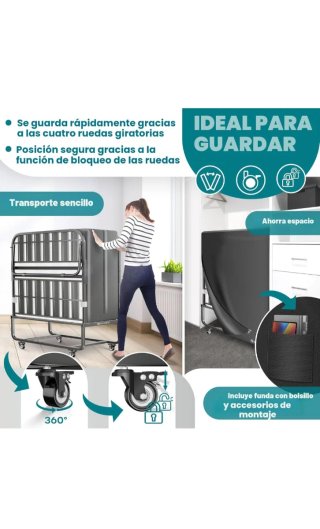 Cama Plegable Invitados 200x90.Soporta hasta 250kg