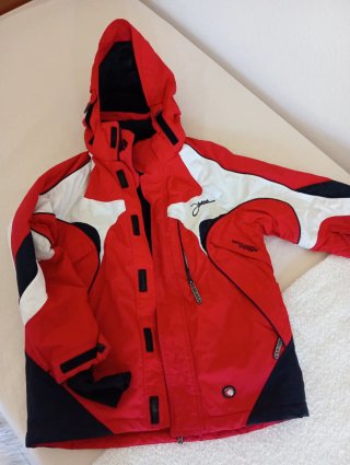 Pantalones y chaqueta de esquí negro y rojo para n