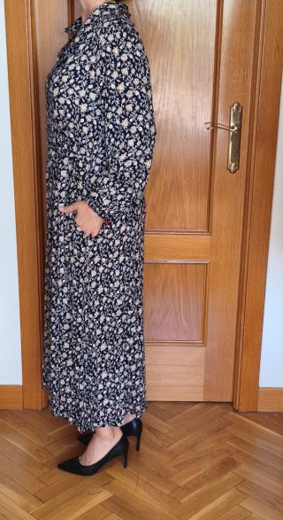 Vestido Natura floral azul y beige talla L