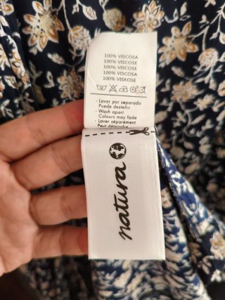 Vestido Natura floral azul y beige talla L