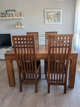Mesa comedor madera teca 140x90 cm