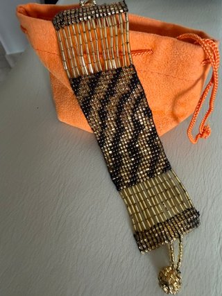 Bracciale perline nero e oro