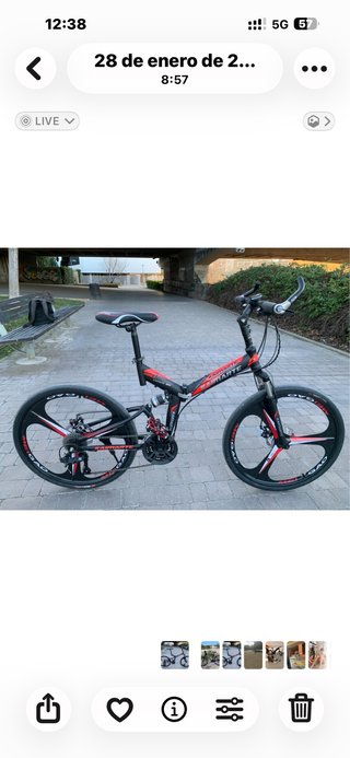 Bicicleta Montaña Plegable Negra/Roja