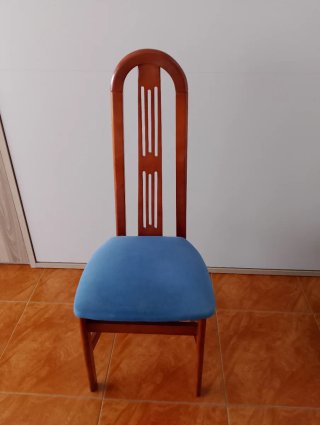 Sillas de comedor madera y tela azul