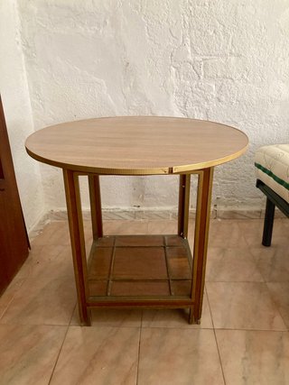 Mesa auxiliar redonda madera y metal