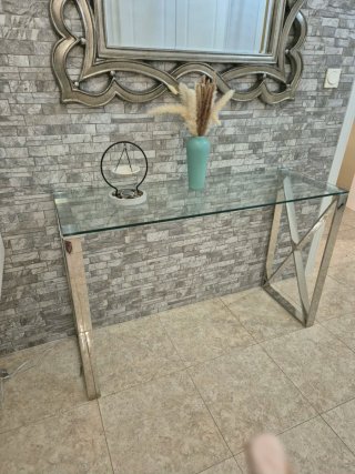 Recibidor de cristal y metal, 1,20 de largo