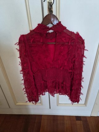 Blusa Zara gasa roja volantes