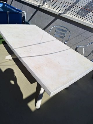 Mesa y Sillas Terraza Plástico Blanco