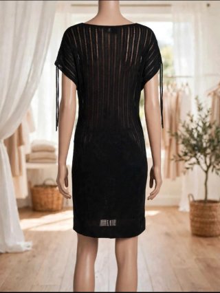 Vestido corto negro efecto traslúcido, ibicenco