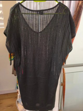 Vestido corto negro efecto traslúcido, ibicenco