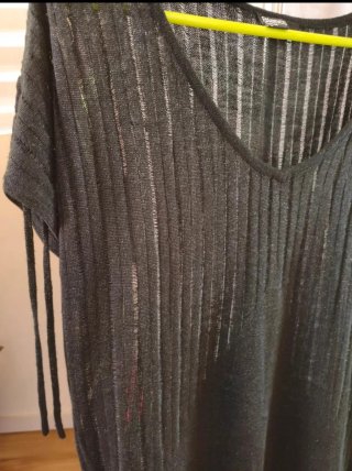 Vestido corto negro efecto traslúcido, ibicenco