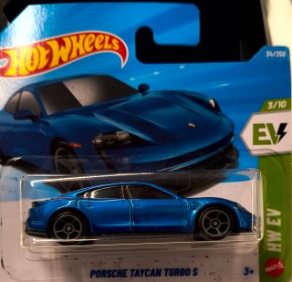 Hot Wheels Porsche Taycan Turbo S Blu 3/10