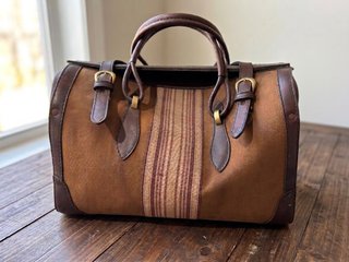 Bolso de viaje vintage lona y cuero