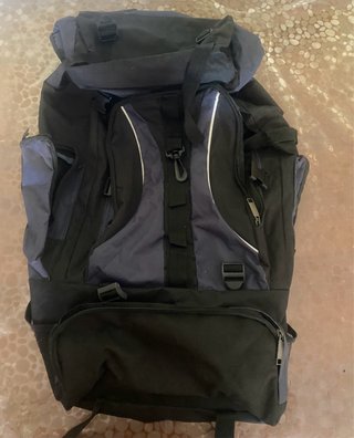 Mochila de montaña y camping negra/azul