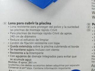 Lona Piscina para Piscinas de 240 cm
