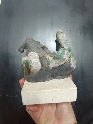 Escultura cerámica piedra esmaltada