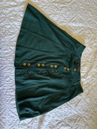 Falda Zara verde oscuro botones dorados