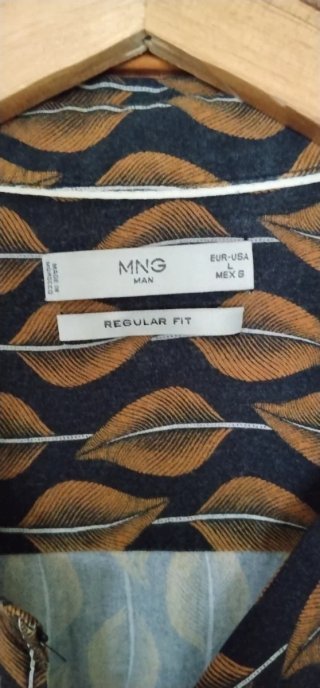 Camisa Mango Hombre Manga Corta Estampada L