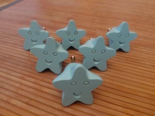 6 Tiradores Estrella Infantiles Azul Claro