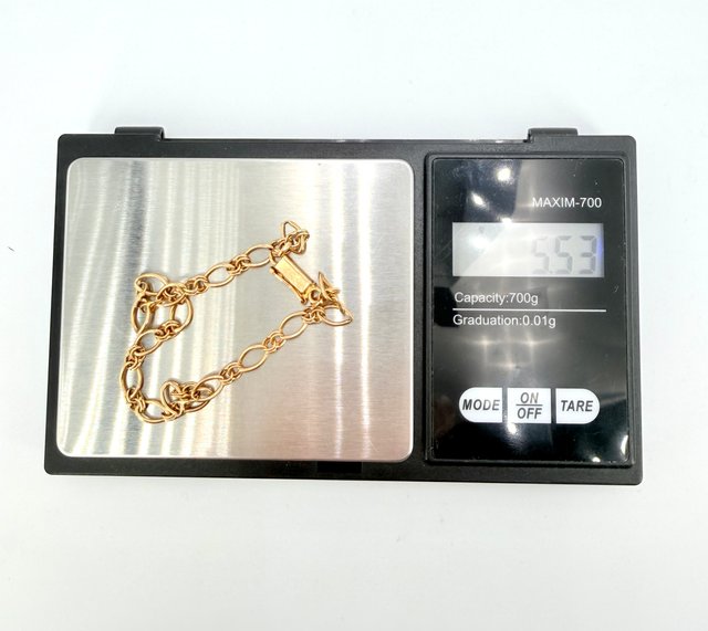 Pulsera Eslabones de oro de 18k, 5.53 g, 22 cm.