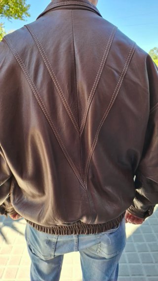 Cazadora de piel hombre marrón