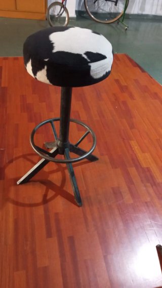 Pareja Taburetes Giratorios Piel Vaca Auténtica