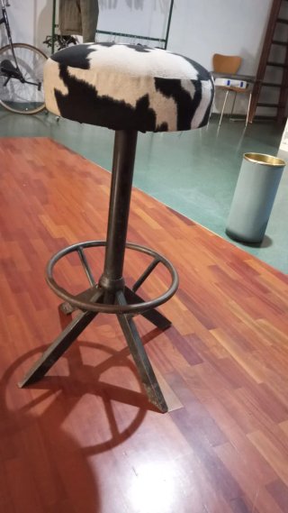 Pareja Taburetes Giratorios Piel Vaca Auténtica