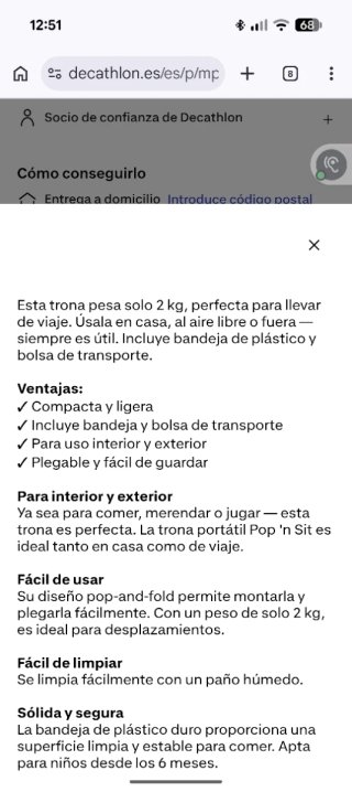 Trona plegable Deryan camping
