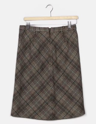 Falda Zara de cuadros marrón y turquesa talla 40