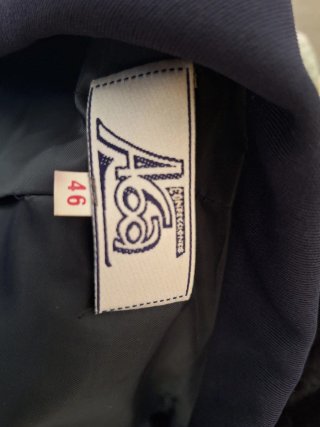 Traje azul chaqueta larga y vestido