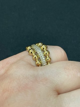 Anillo Oro Laminado 14k Bolitas y Circonitas